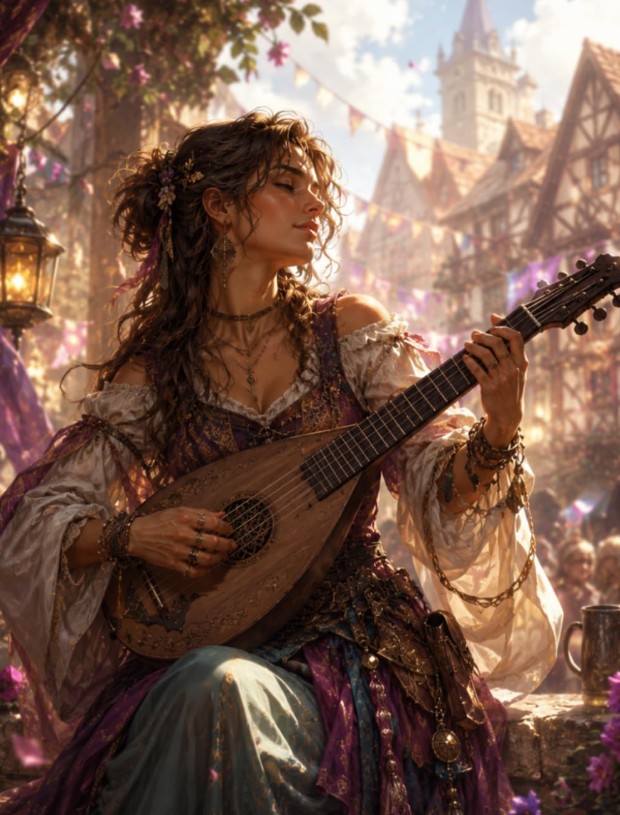 Enchanted Bard Journal cover featuring a medieval minstrel design