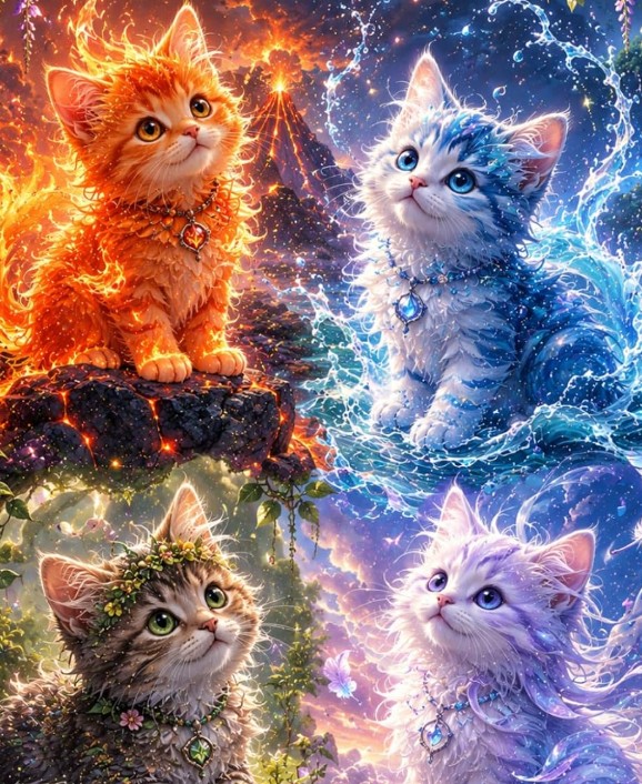 Elemental Kittens Journal cover featuring playful magical kittens design