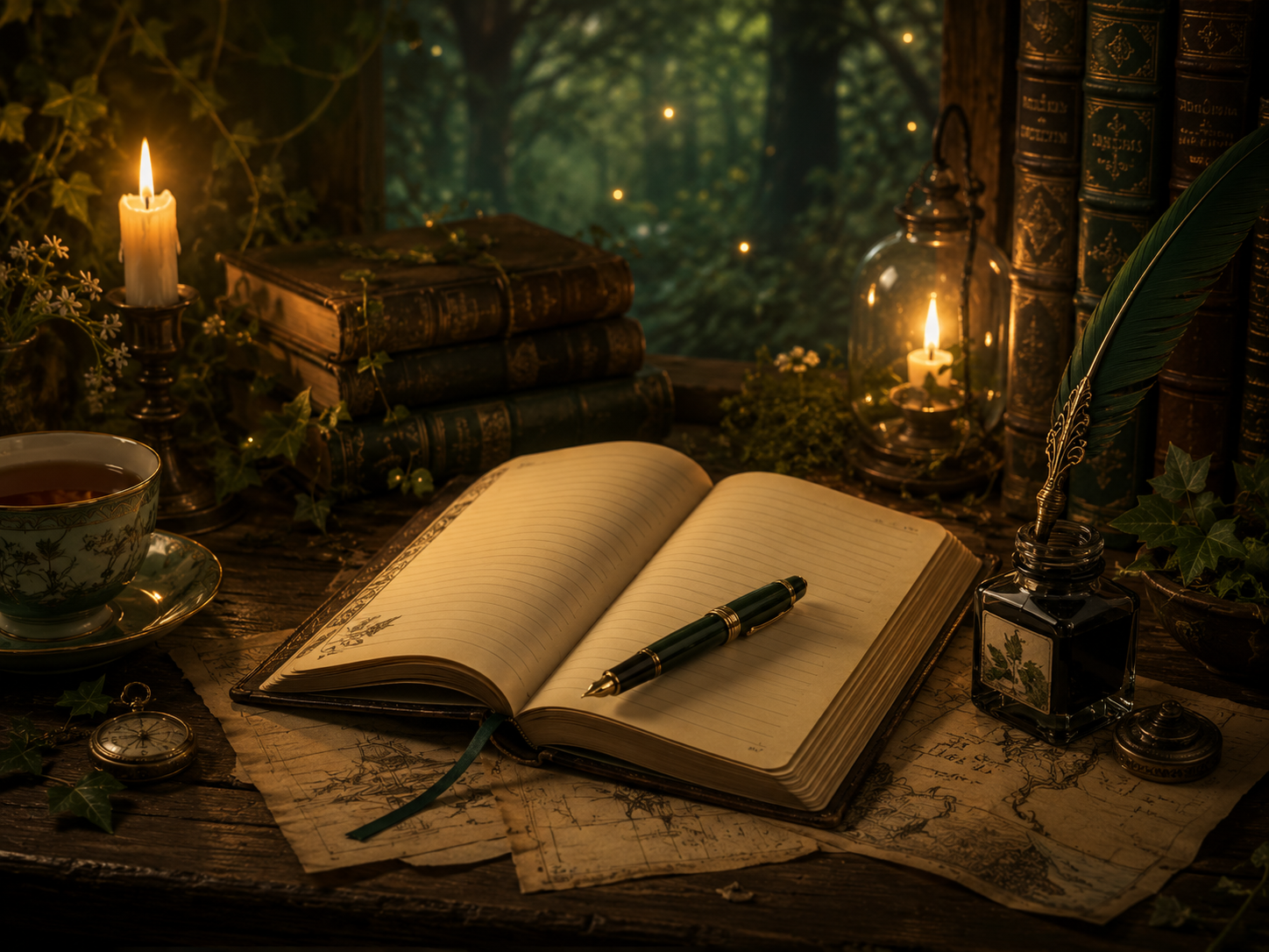 Elegant lined writer's notebook for story ideas and worldbuilding
